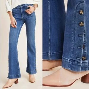 Pilcro and the Letterpress by Anthropologie High Rise Boot Cut Button Jeans 27
